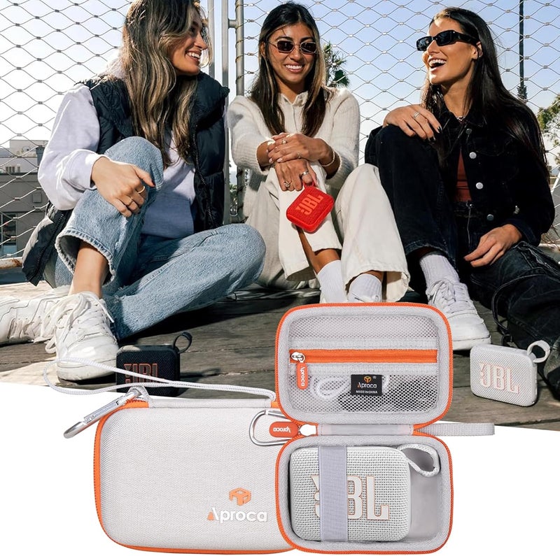 Aproca Case Compatible with JBL Go 4 / Go 3 Ultra-Portable Waterproof Dustproof Bluetooth Speaker, Portable Storage Bag for Accessories -White (Case Only) - Image 4